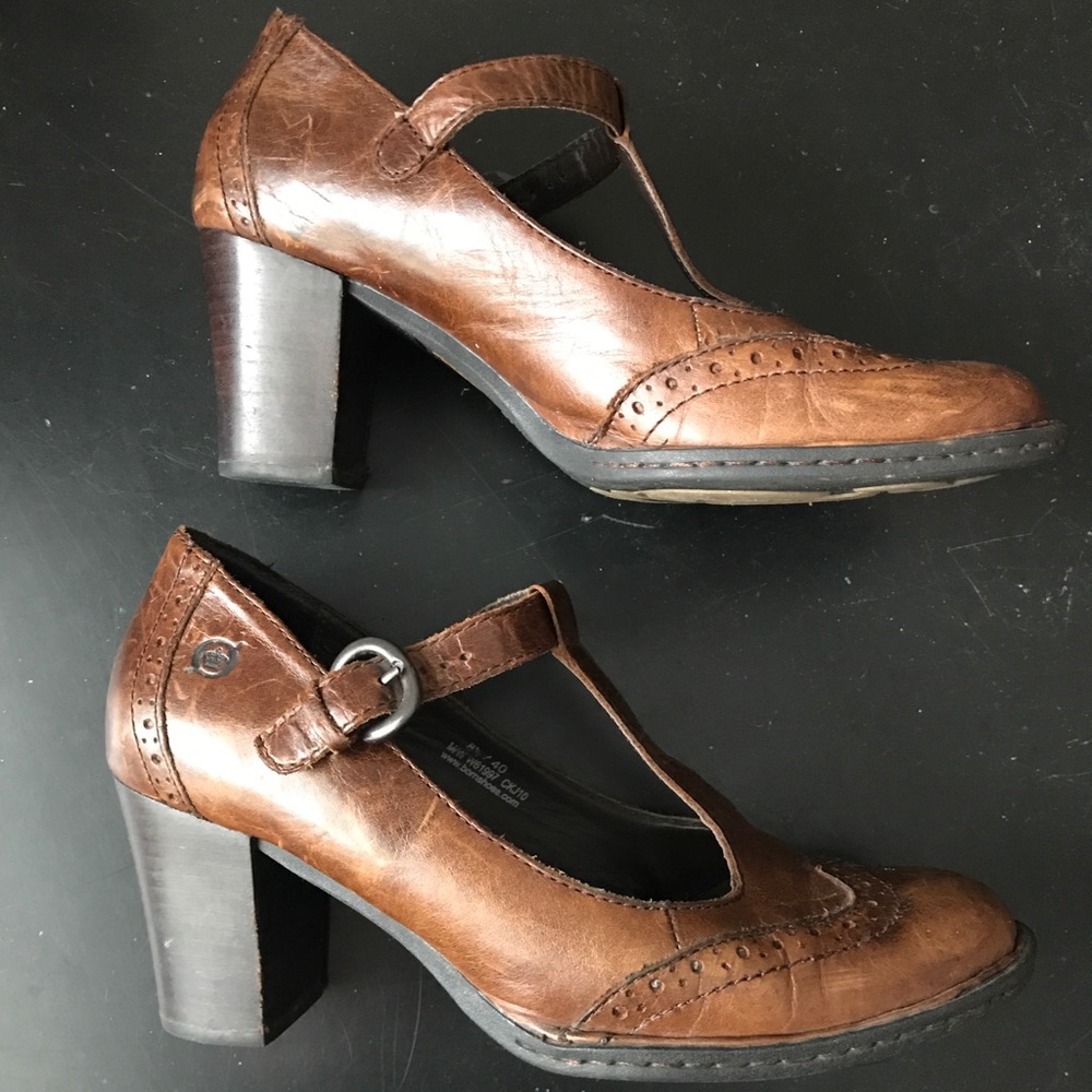 Vintage BORN leather high heel Mary Jane Size 8.5 - Picture 6 of 7